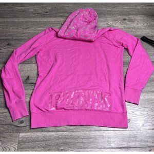 Victoria's Secret PINK Bling  Fur Zip Hoodie Size small Cheetah Print in bling